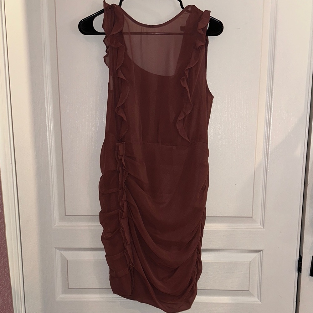 Express Backless Ruffled Dress - Brown